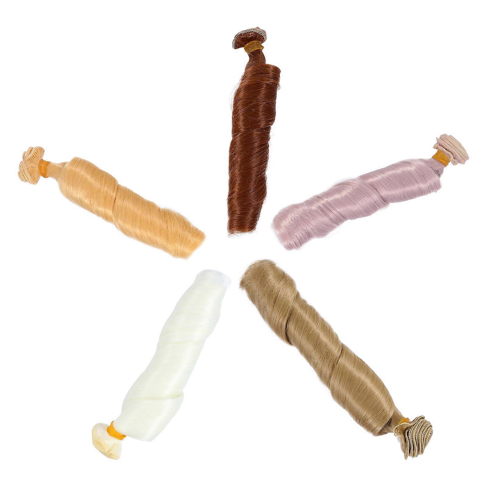 Assorted Color Synthetic Doll Wig DIY Supply for Customizing Dolls Ideal for Girls 5pcs Set