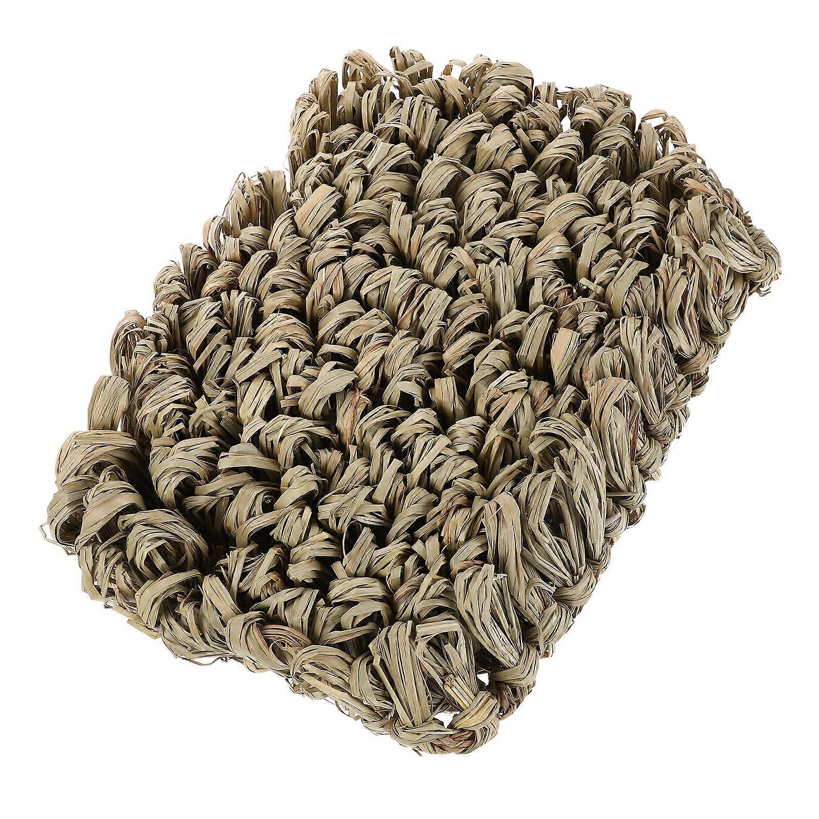 Rabbit Grass Bed Woven Bunny Grass Mat Bedding Nest For Rabbits Hamsters Guinea Pigs Indoor Pet Use Air Circulation 1Pcs