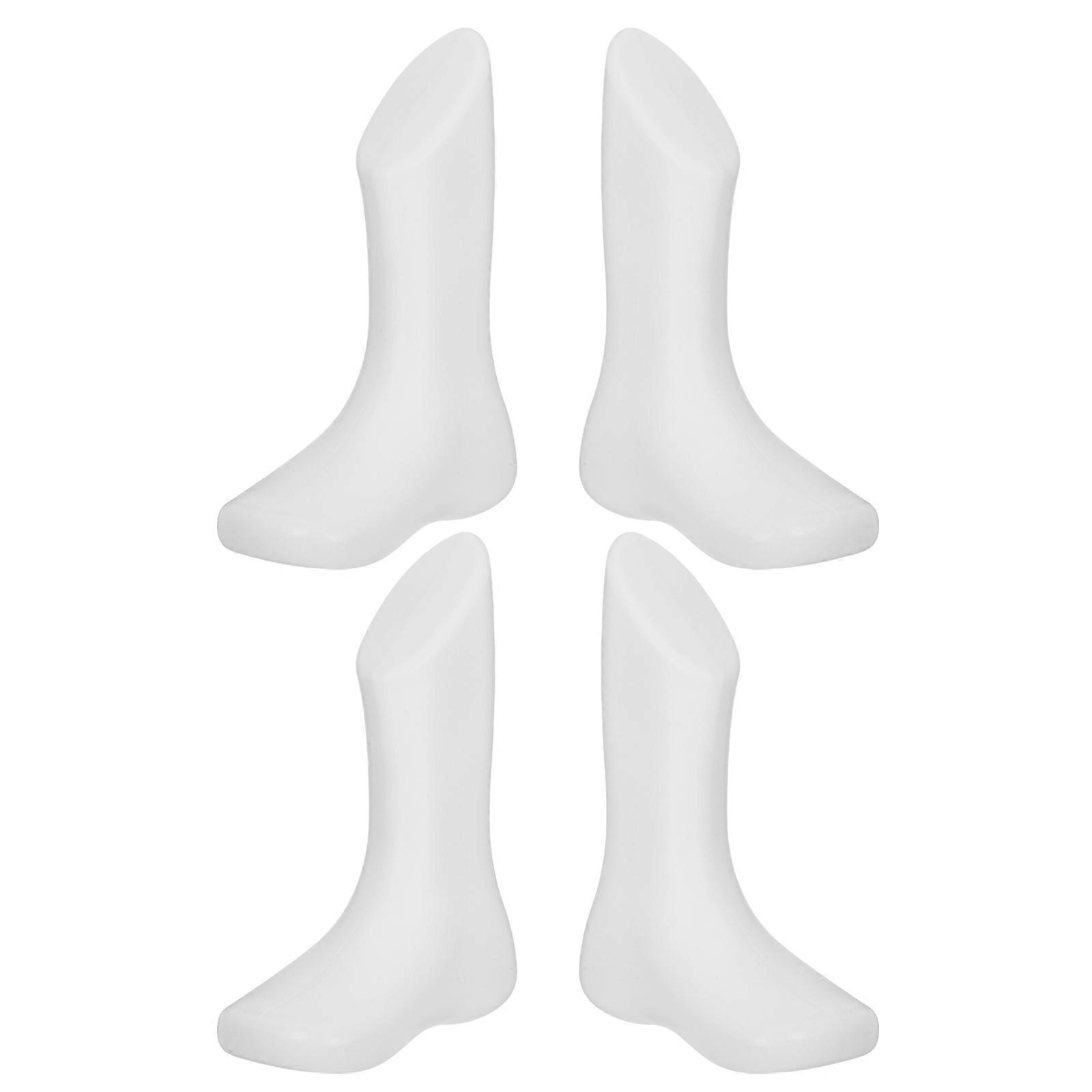 Sock Display Foot Models 4pcs White Plastic Hollow Lightweight Shoe Stretcher for Retail Shoes, Socks, Sandals & Jewelry Presentation