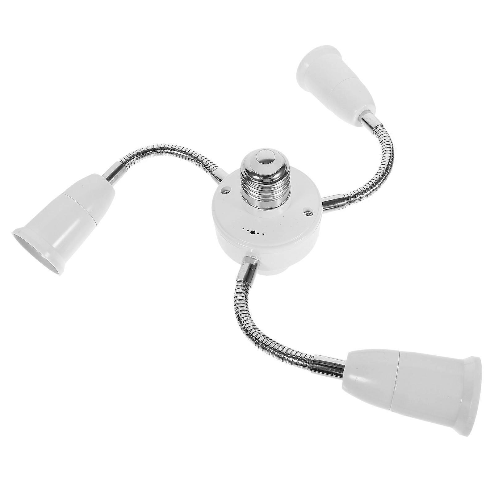 Bulb Holder With Plug Multi-Plugs Light Socket Converter For General Users White Flexible Hose Flexible Lighting Adjustment 1Pack