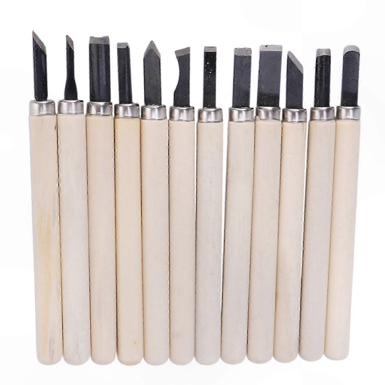 12pc Professional Wood Carving Hand Chisel Knife Tool Set Woodworkers Gouges