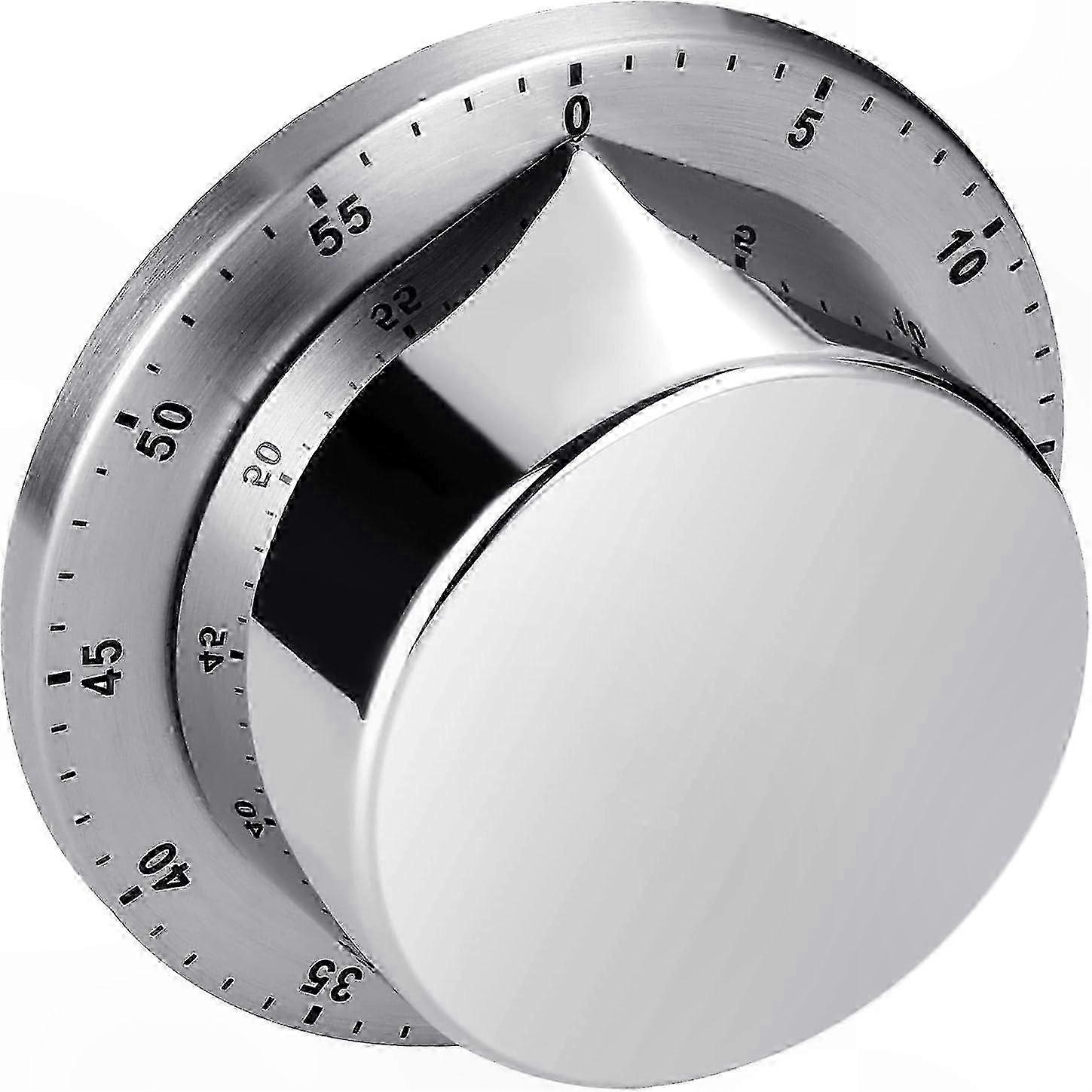 Stainless Steel Kitchen Timer, Mechanical Cooking Timer, Silver