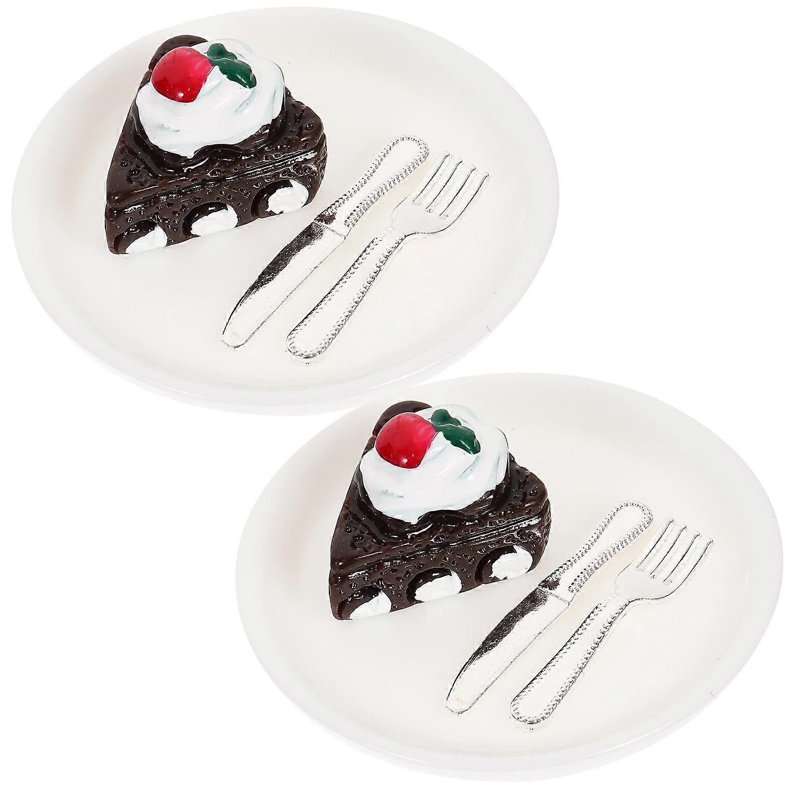 2 Sets Of Mini Dessert Dishes In Chocolate Color Perfect As Doll House Accessories For Kids And Hobbyists With Plate Shape Design