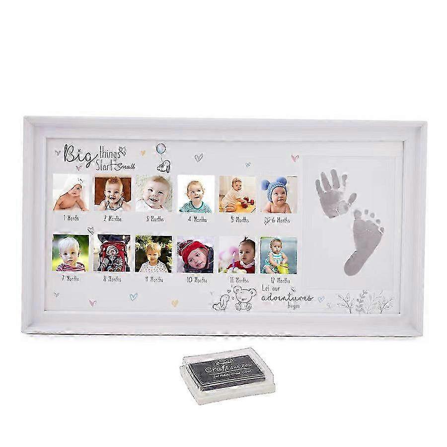 Moldura para Bebê de 12 Meses com Fundição à Mão e Pegada - Valorize Marcos com Exibição Personalizada de Lembranças