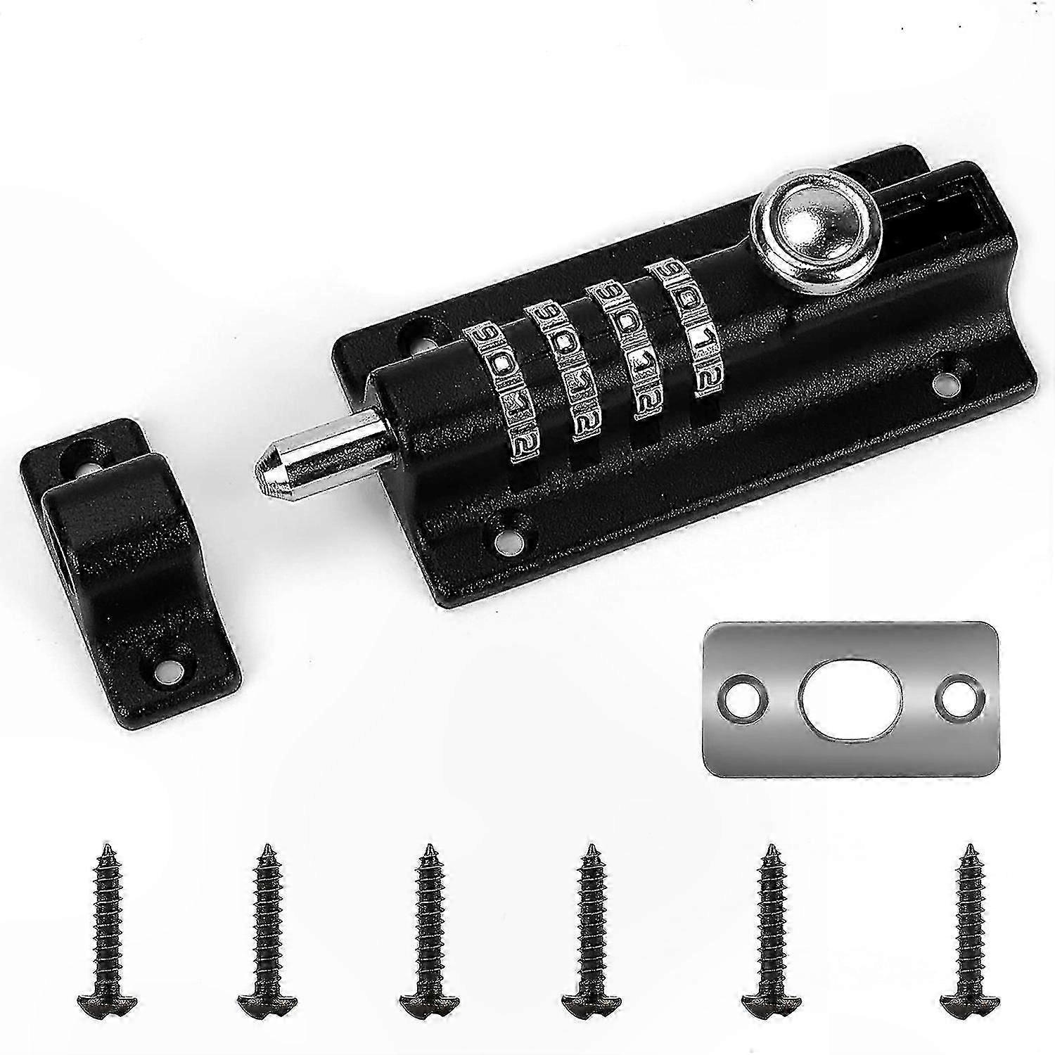 4-Wheel Recodable Gate Lock, Water-Resistant Keyless Combination Door Lock for Gates and Doors