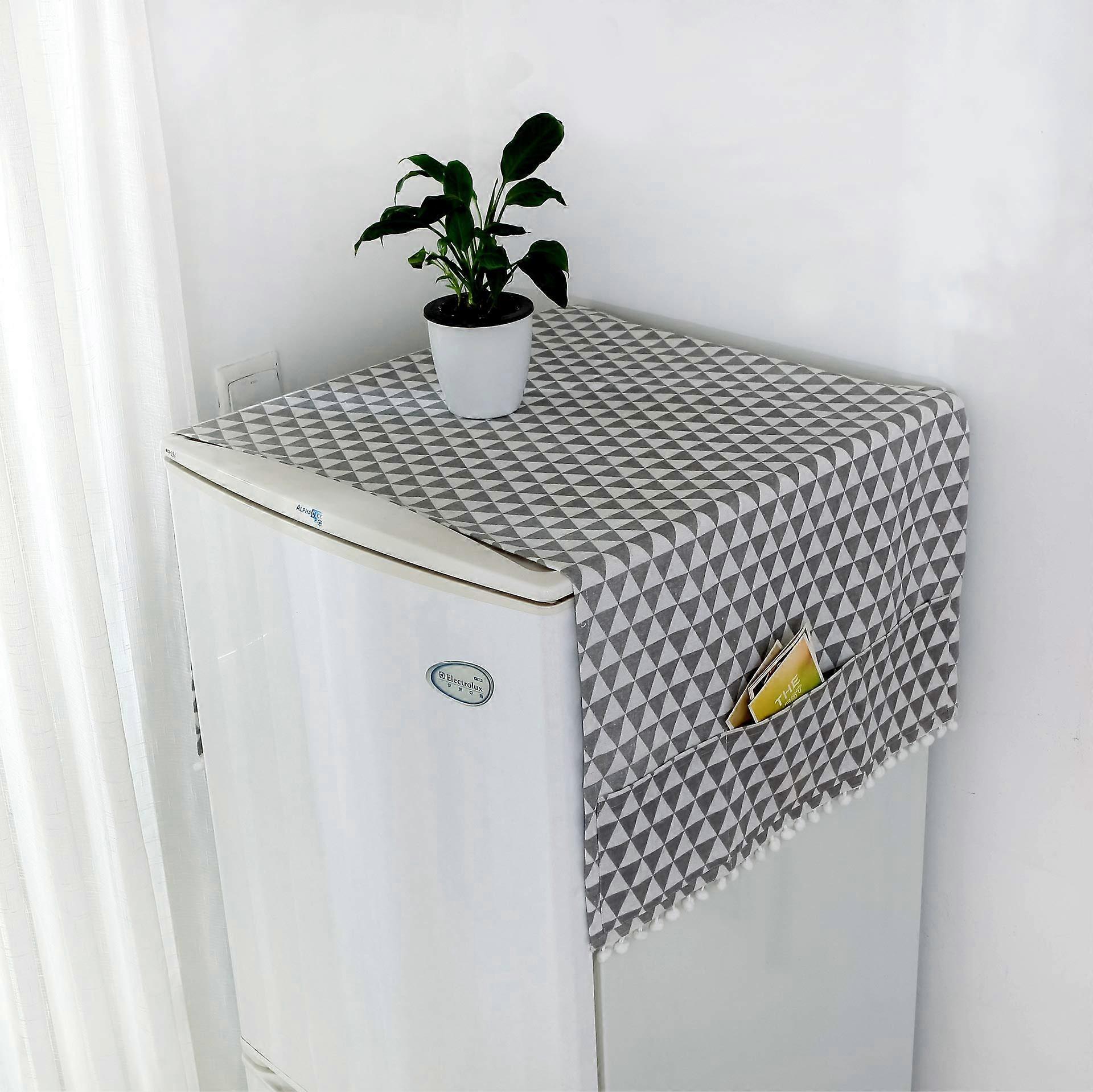 1 x Dust Cover for Single Door Refrigerator, Country Style, Microwave, Drum Washing Machine, Dust Protection, 90 x 30 cm (Gray Triangle)
