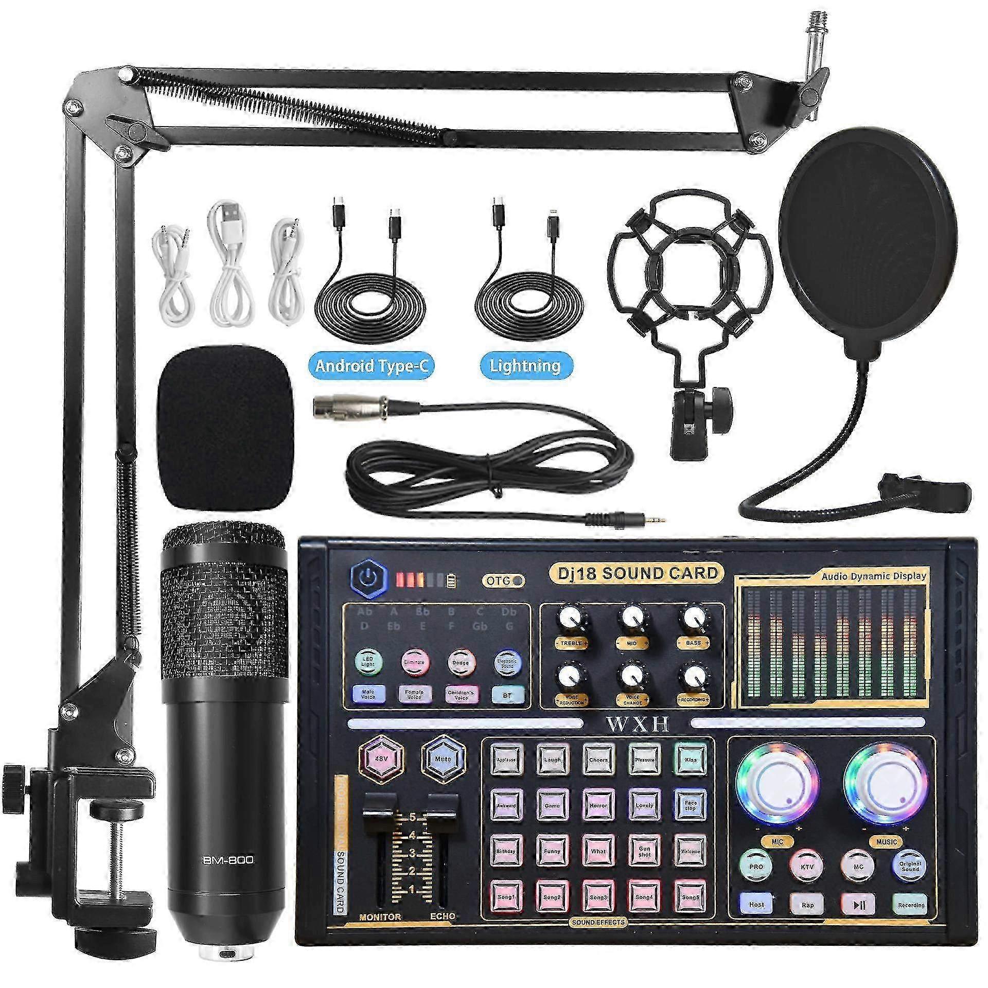 Live Streaming Lydkort Kit Mobil datamaskin Mikrofon Live Streaming Spesialutstyr Bm800 Mikrofon Lydkort Kit