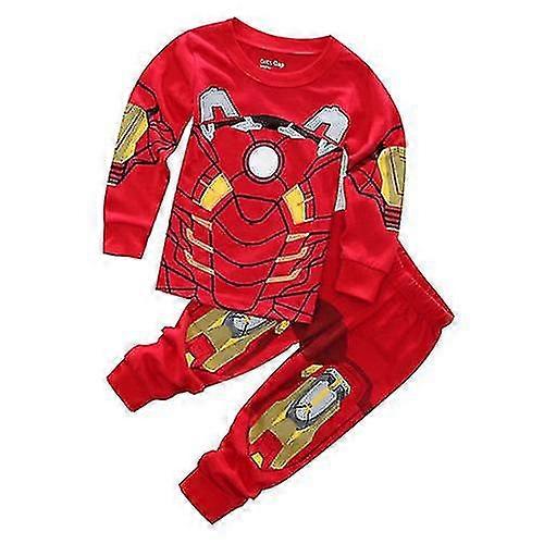 Boys' pajama sets, cotton blend material, with options of patterns like Iron Man and other characters
