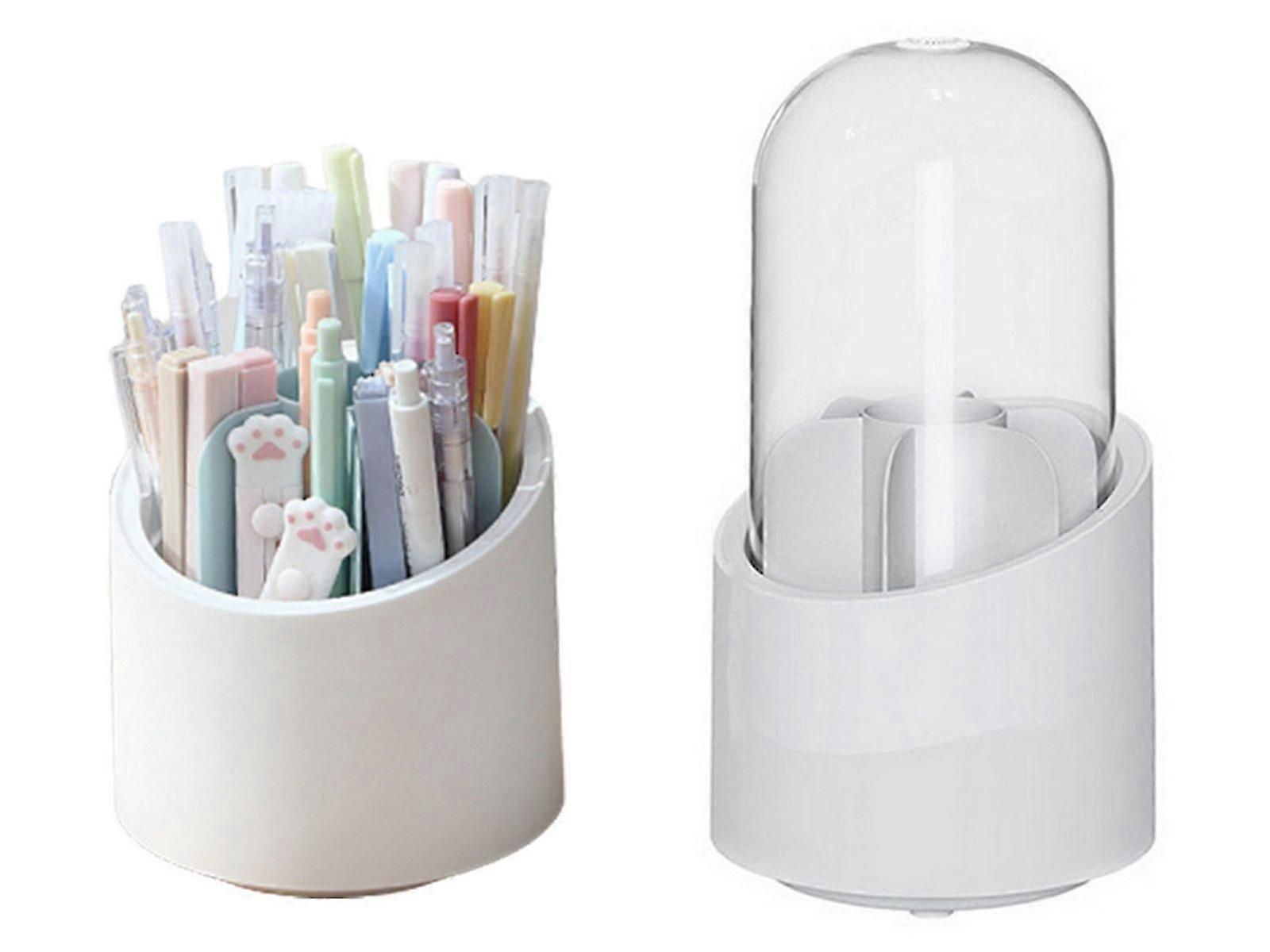 2Pcs Makeup Brush Storage Bucket Makeup Brush Holder White Blue