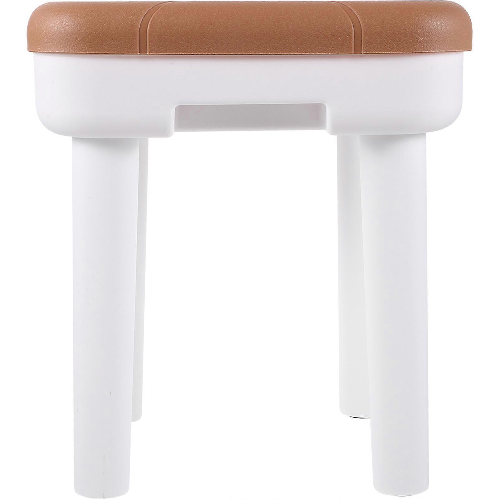 Khaki Plastic Stool for Home Use with Sturdy and Comfortable Design 7.5 Inches High