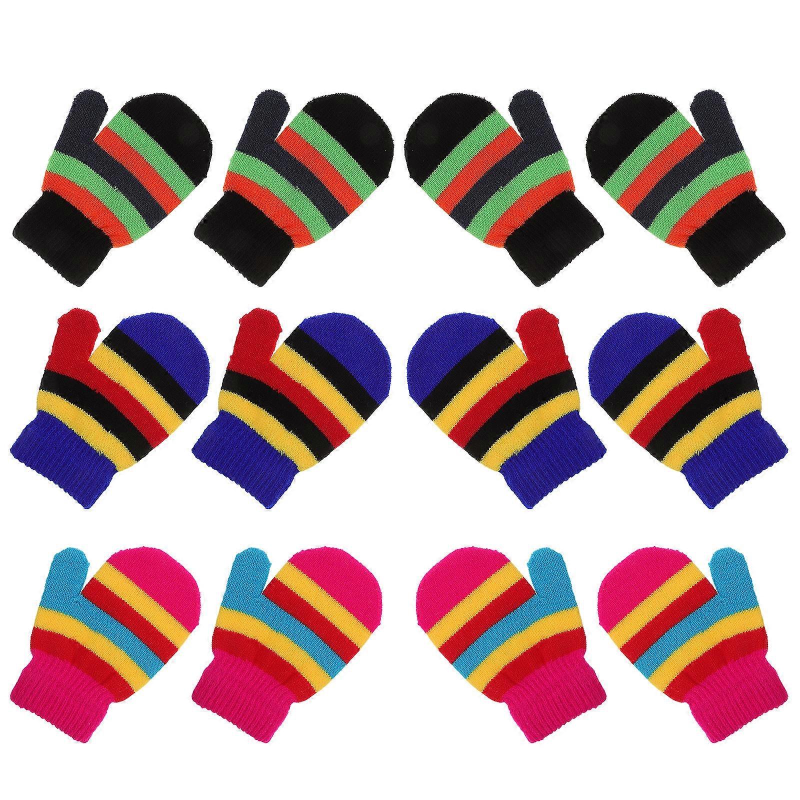 Warm Winter Gloves For Children Knitted Hand Protectors In Assorted Color Suitable For Outdoor Activities 6 Pairs