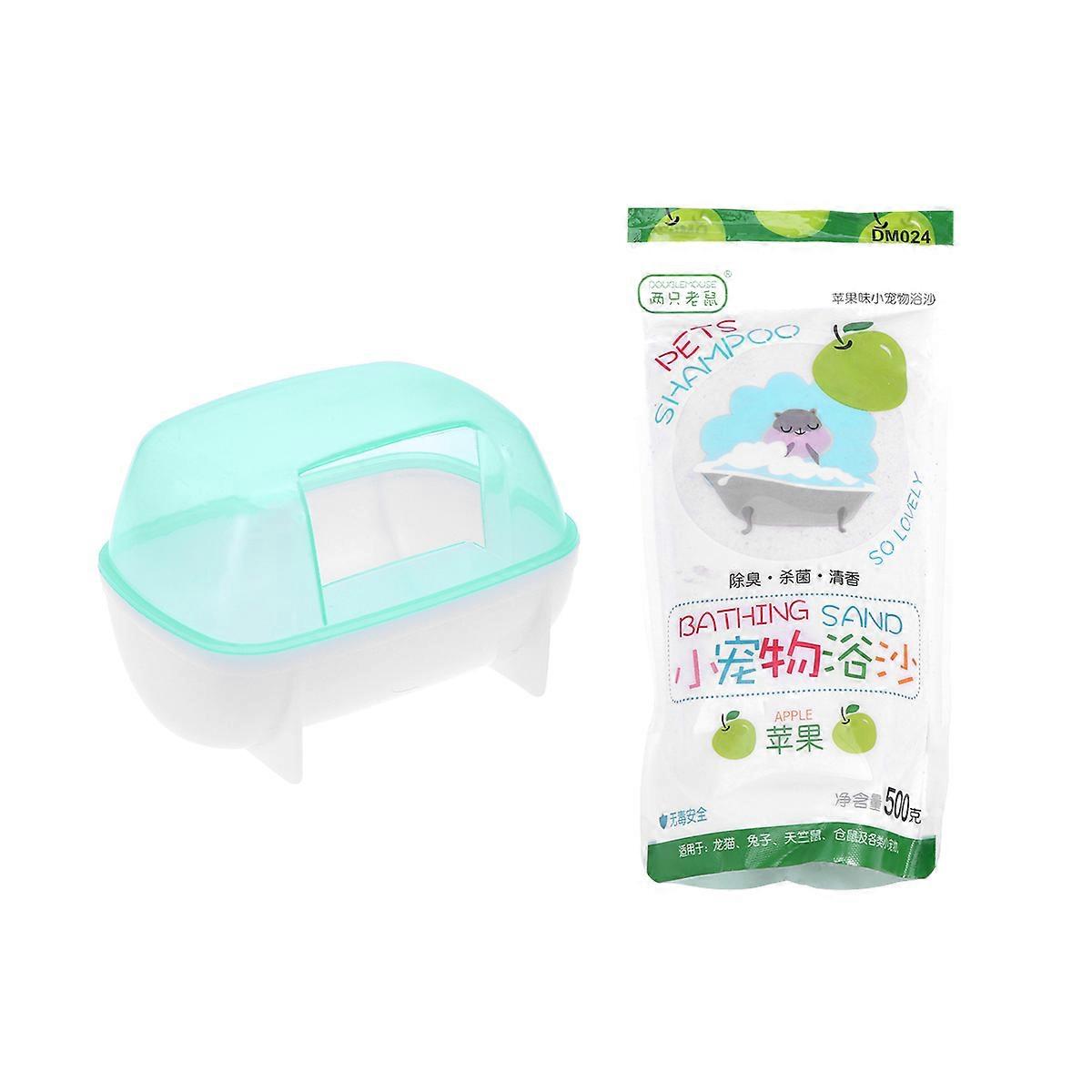 Hamster Sand Bath Container For Small Pets Relieves Stress Blue Color 1 Set