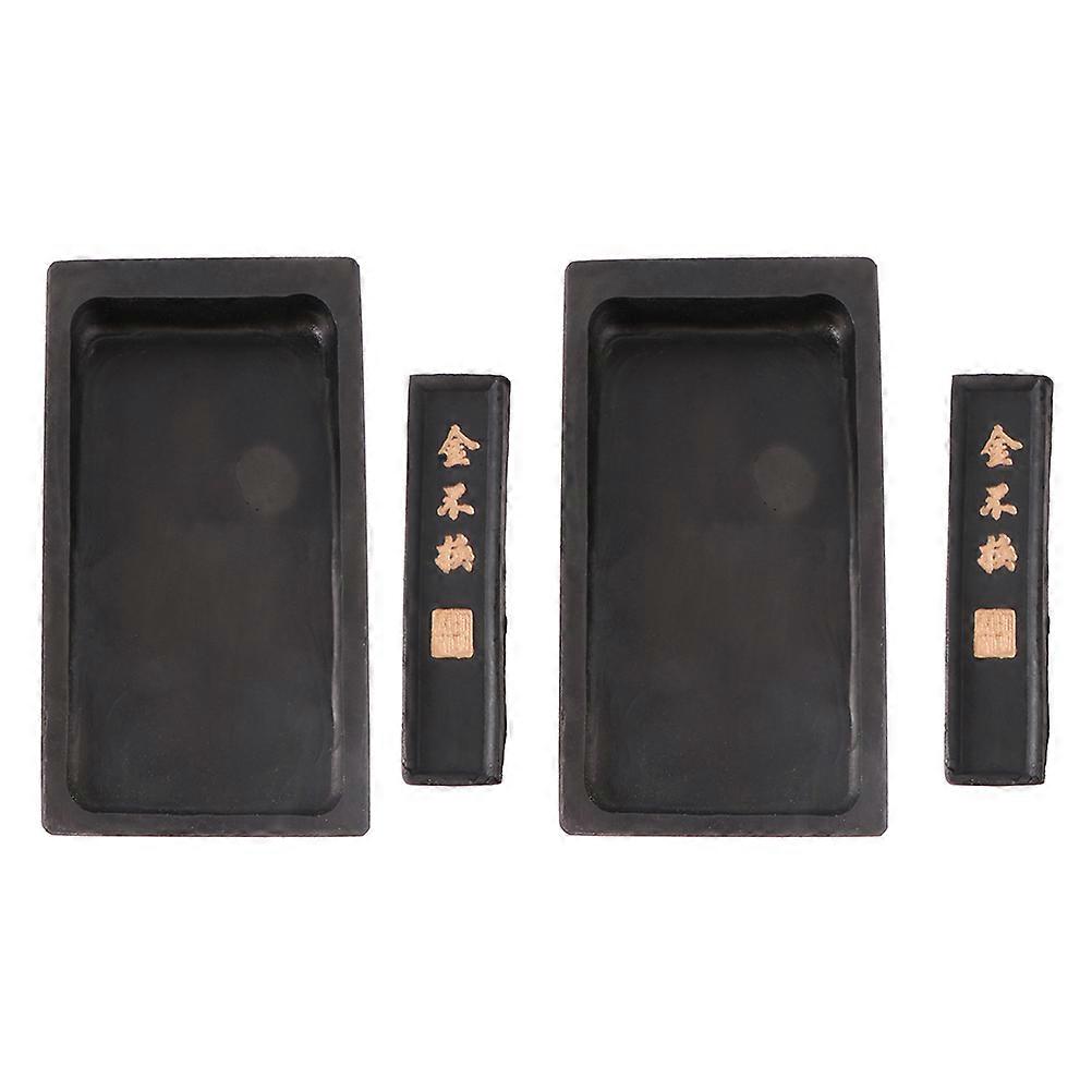 Rectangular Calligraphy Inkstone and Ink Stick Set for Beginners and Enthusiasts – Durable Ink Grinding Tool for Chinese Painting and Writing