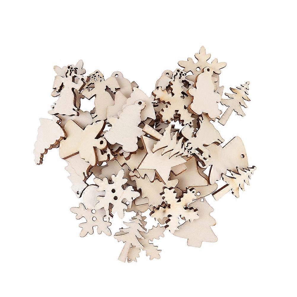 Christmas Tree Wooden Slices 100PCS Snowman Snowflake Unfinished For Tree Branches Doors And Windows Home Decor Items