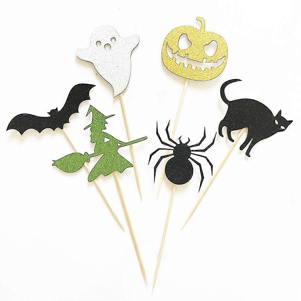 Cupcake Toppers 6Pcs Assorted Color Halloween Themed for Decorating