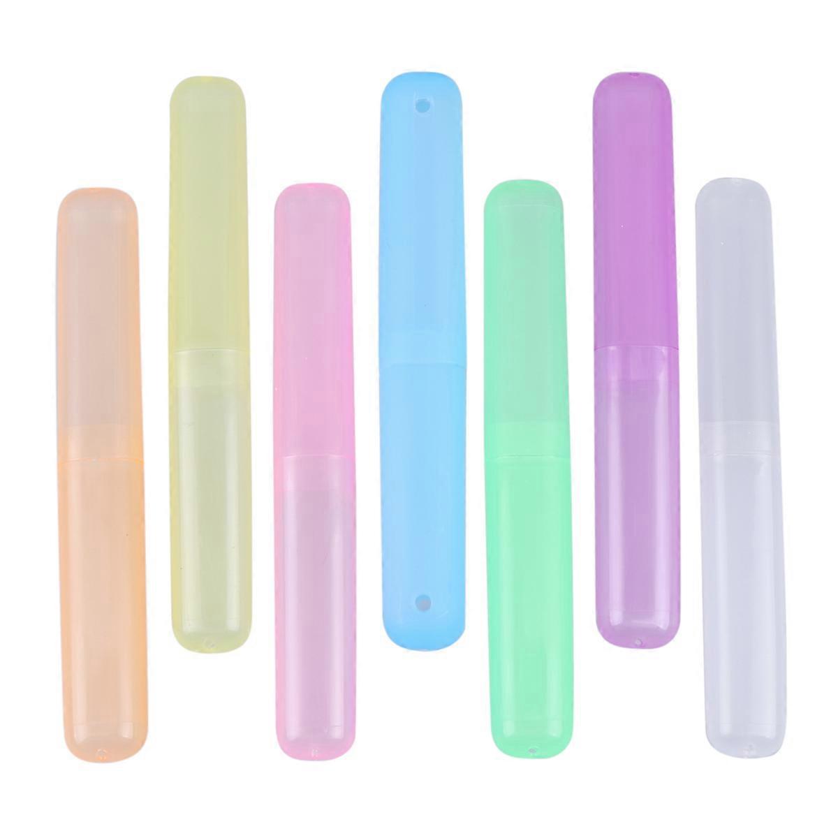 Portable Toothbrush Box with Plastic for Storage Use Assorted Color Easy to Open and Close 21Pcs
