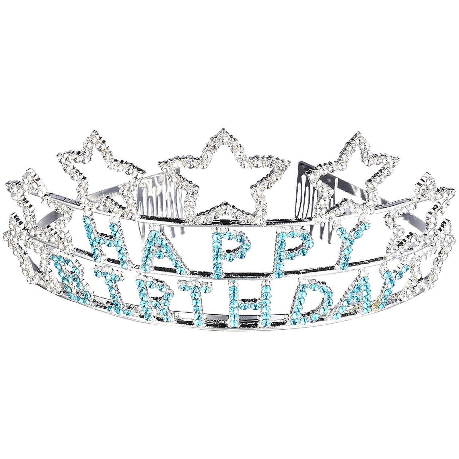 Masteelf Sparkly Rhinestone Crown Headband Headpiece for Birthday Party