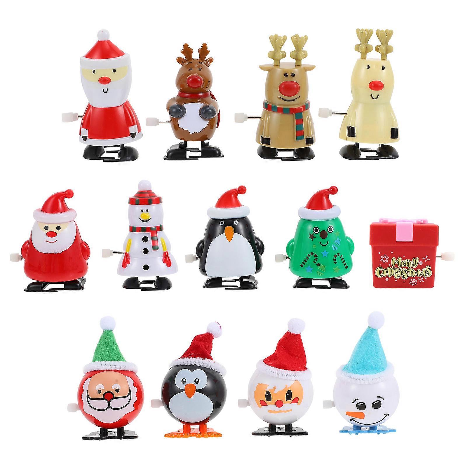 Unique 13Pcs Clockwork Movement Toys For Kids Perfect For Christmas Gathering Featuring Fun Santa Claus And Deer Characters In Assorted Color