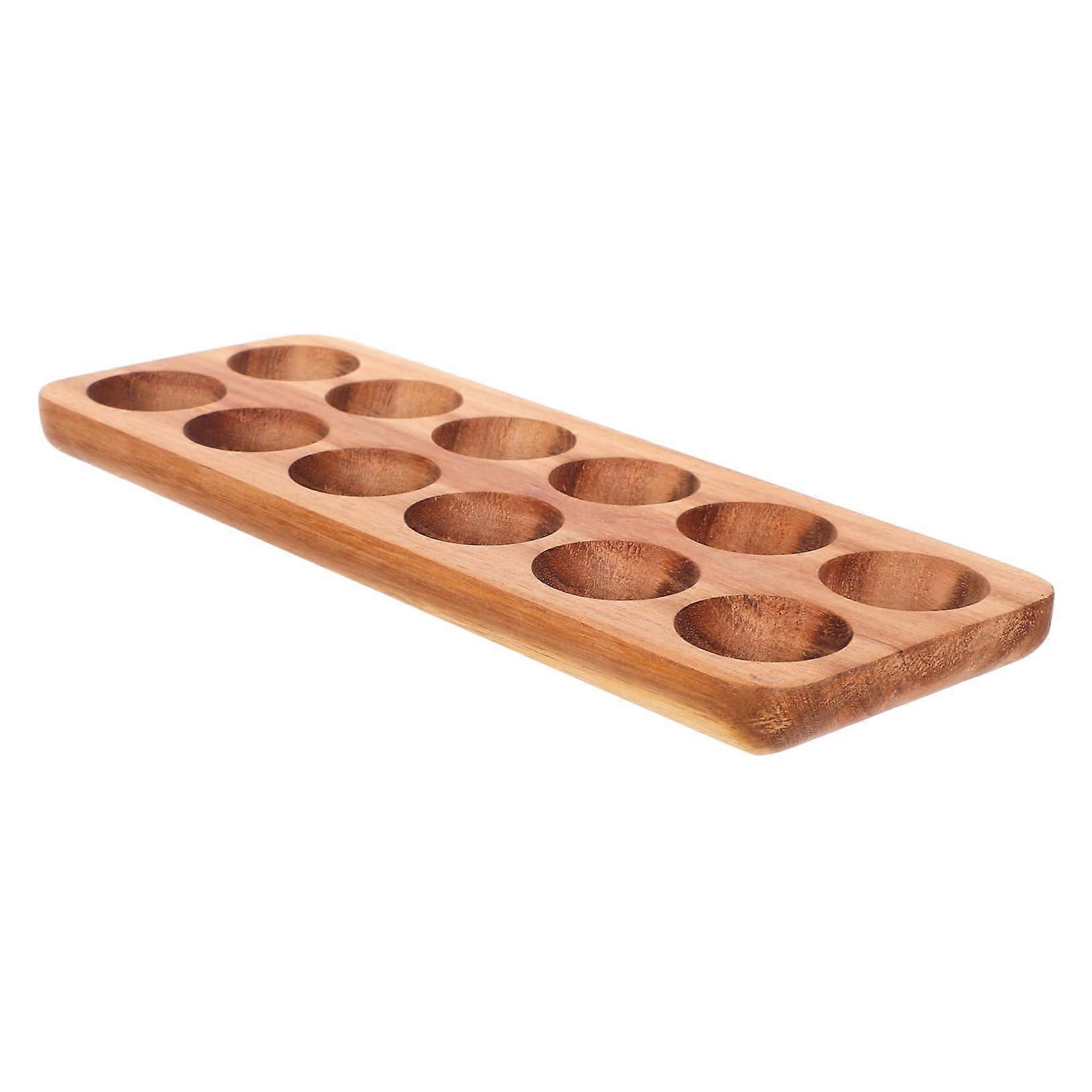12egg tray countertop display refrigerator wooden egg holder acacia 30.10X11.20X2.00CM