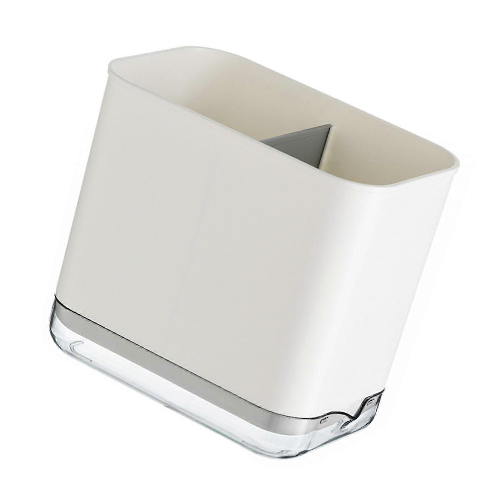 Kitchen Utensil Holder with Drain Rack for Spoons Forks Chopsticks, Rustic White Storage Box