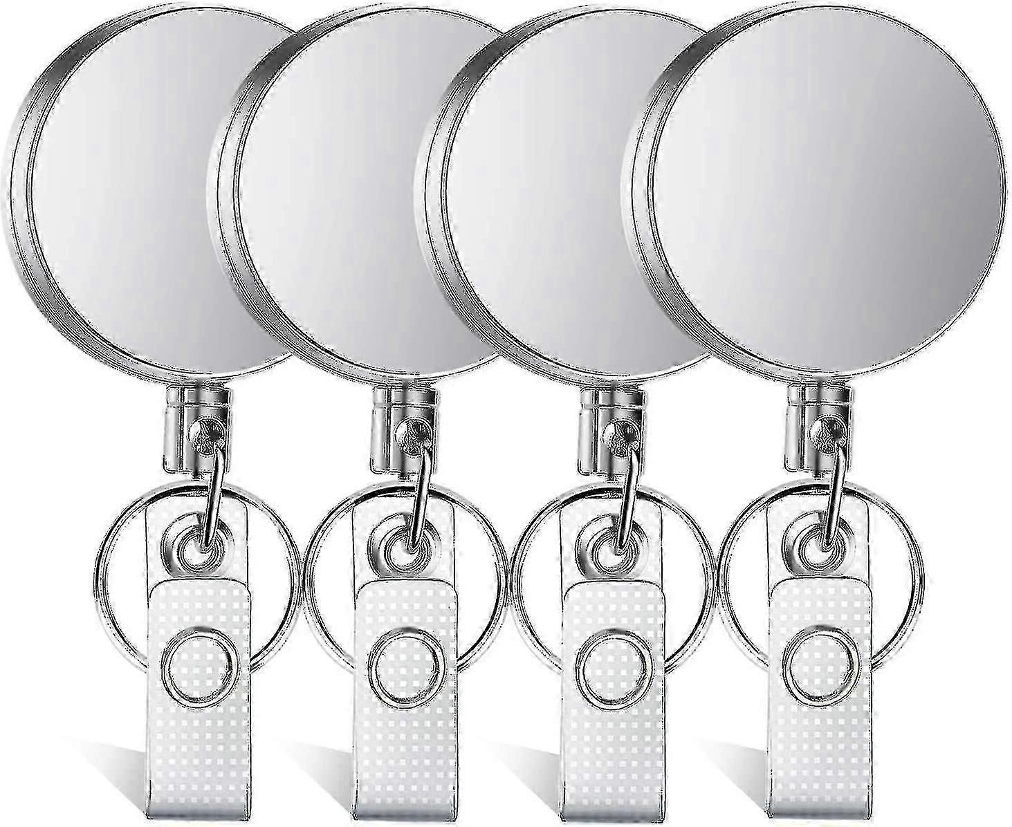 Porte-clés Extensible Fil d’acier, 4 Pack Metal Id Card Yoyo, porte-badge rétractable Key Roll, Key Yoyo Extensible avec fil d’acier épaissi pour card hol