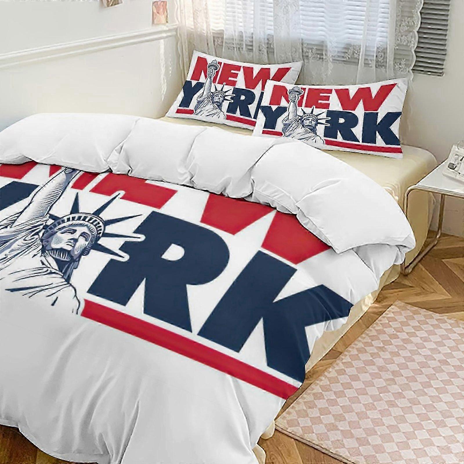 v575 Conjunto de Cama Twin de 3 Peças com Bandeira Americana Microfibra Resistente ao Desbotamento io575