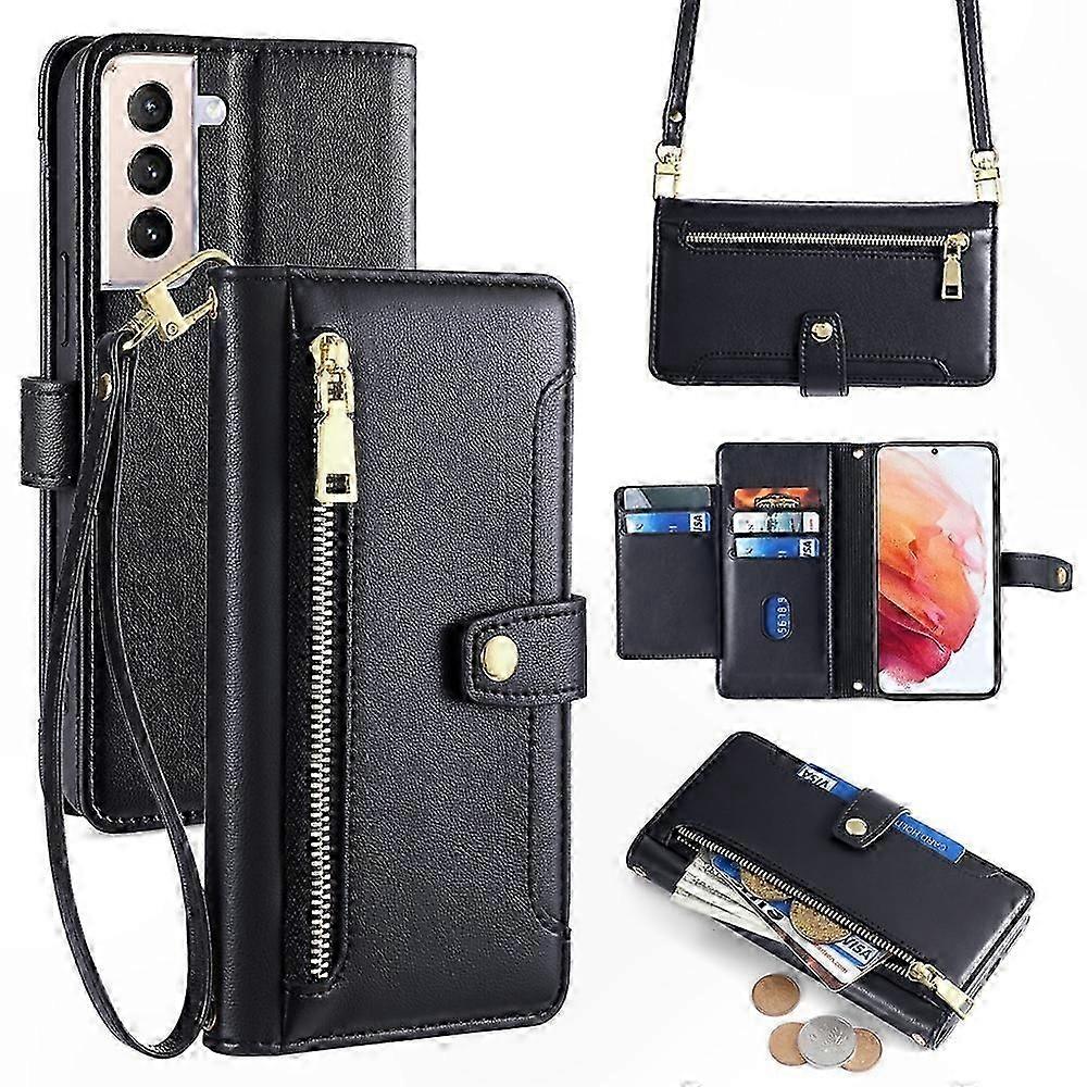 Textured Sheep Design Crossbody Zip Wallet with Phone Case in Leather