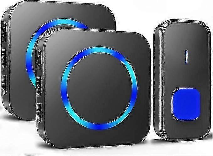 Weatherproof Wireless Doorbell with 55 Chimes, 5 Volume Levels, Flashing Alert, 400m Range, 2 Receivers for Home Use