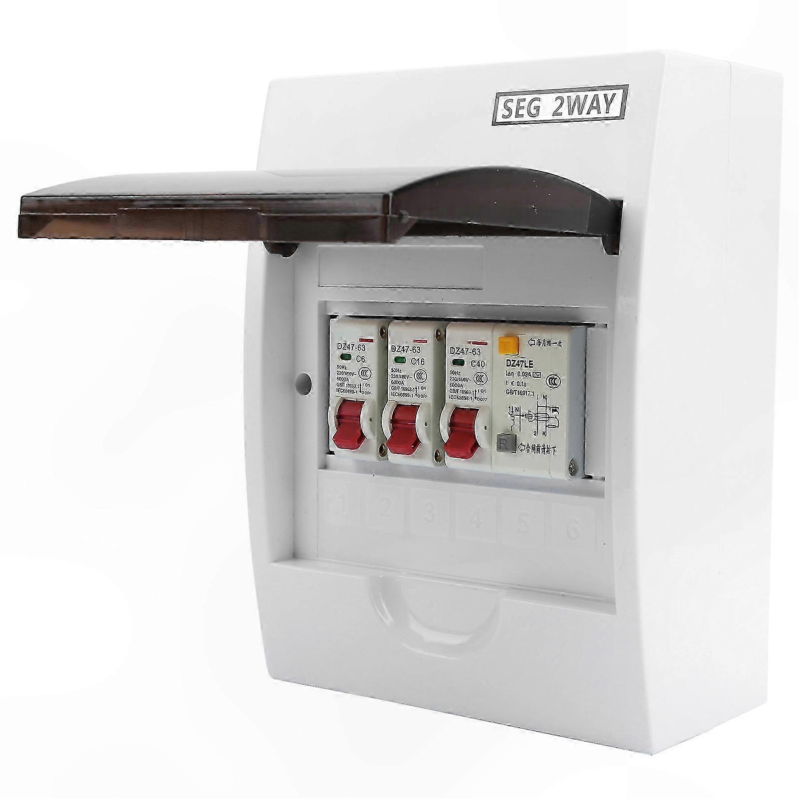 2-Way 40A 30mA RCD Circuit Breaker Box with 2 MCB for Residential Power Supply Distribution