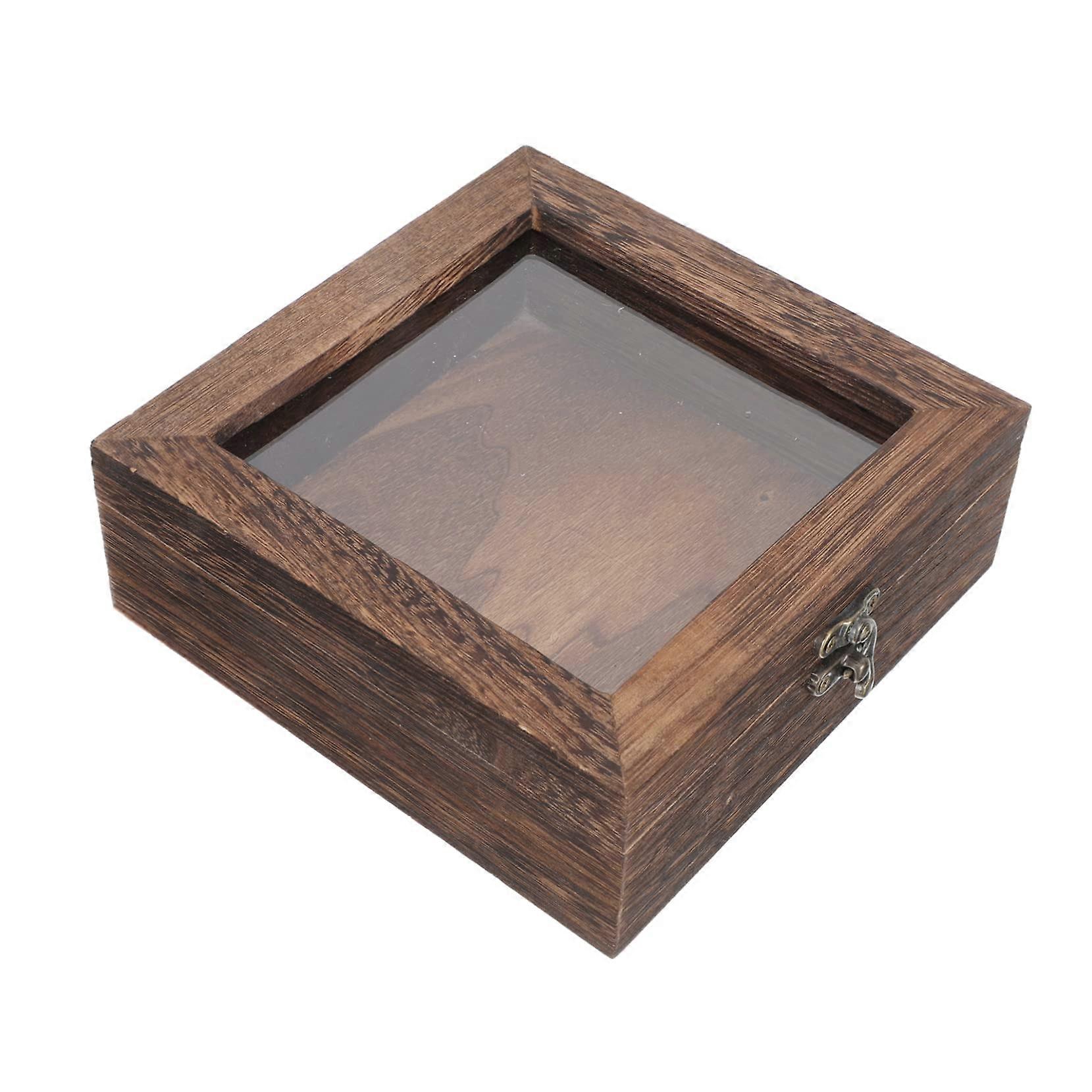 Specimen Display Box Transparent Lid Retro Insect Holder for Butterfly Samples Carbonized Dustproof Decorative Storage 15.00X15.00X4.50CM
