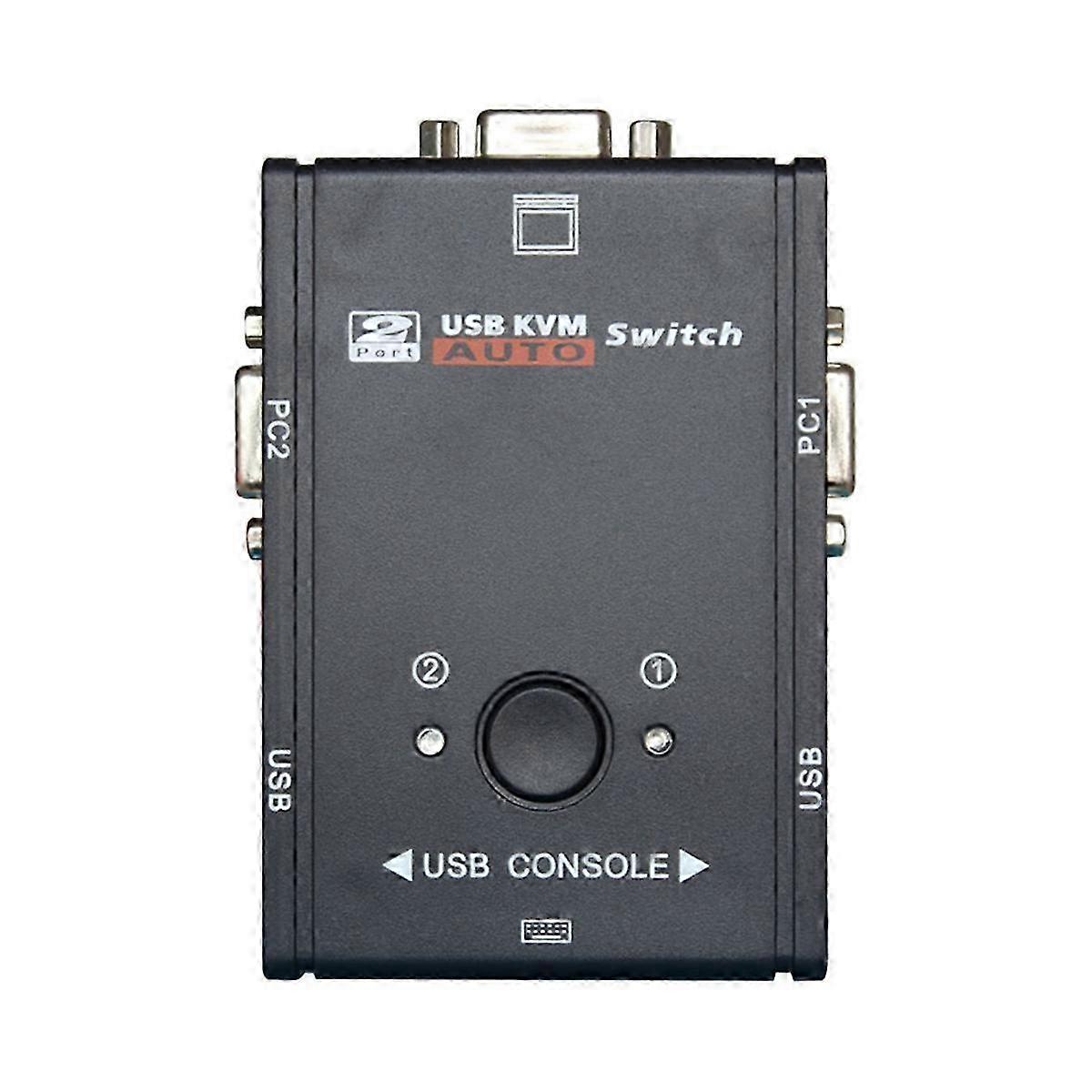 VGA KVM Switch 2-Port VGA Splitter for Mouse, Keyboard & Printer Sharing - 2-in-1-Out Box Adapter
