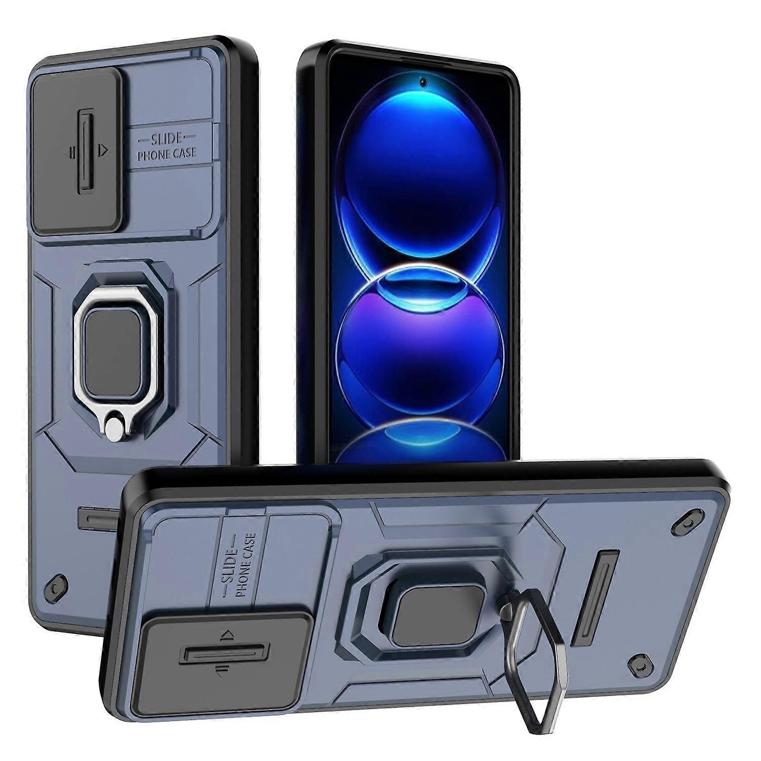 Back Protector Shell for Xiaomi Redmi Note 12 Pro+ 5G , Slide Lens Protection PC+TPU Phone Case with