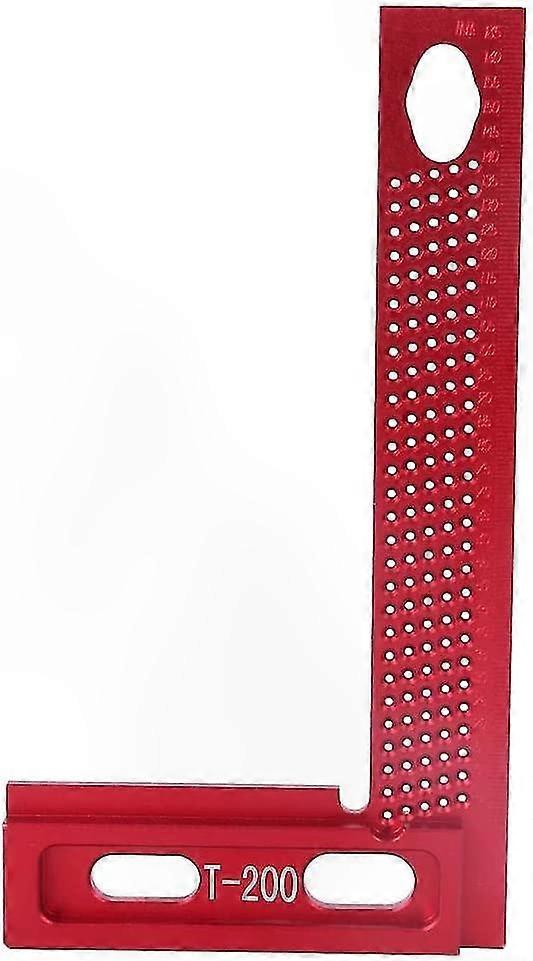 7.9" Hole Measuring Tool, Durable T-Shape Woodworking Ruler, Red Aluminum Alloy Precision Ruler