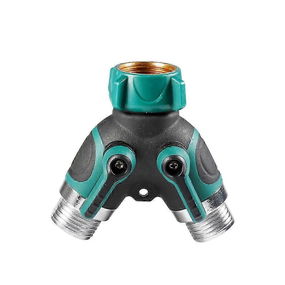 2 Way Hose Splitter - 3/4 Inch Faucet Y Connector with Shut-Off Valve for Garden Hoses