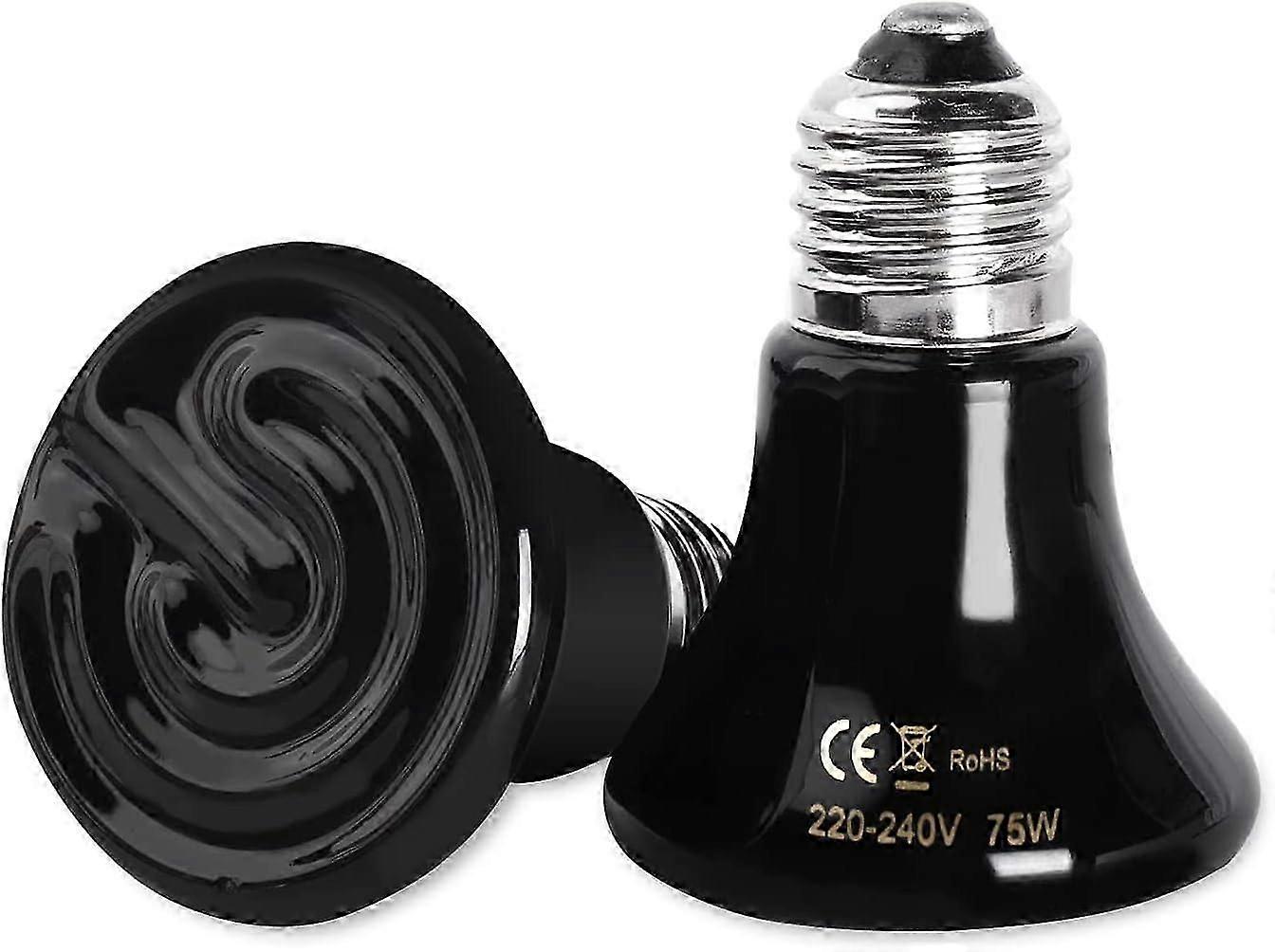 لمبة تسخين سيراميك E27 75W للدجاج والسلاحف والزواحف (2 قطعة)