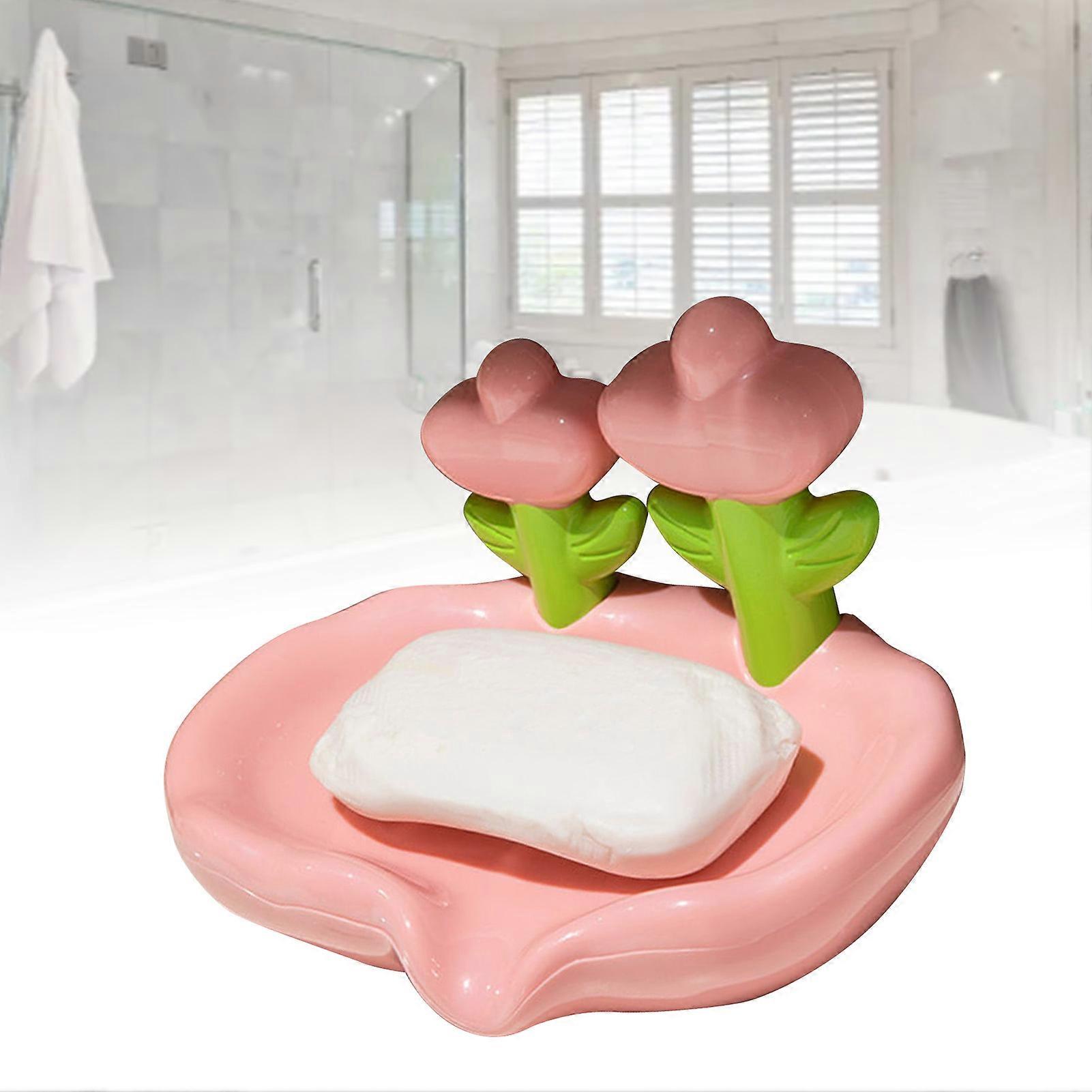 Plastic Flower Soap Holder, Easy Clean, Pink, 91g, Bathroom