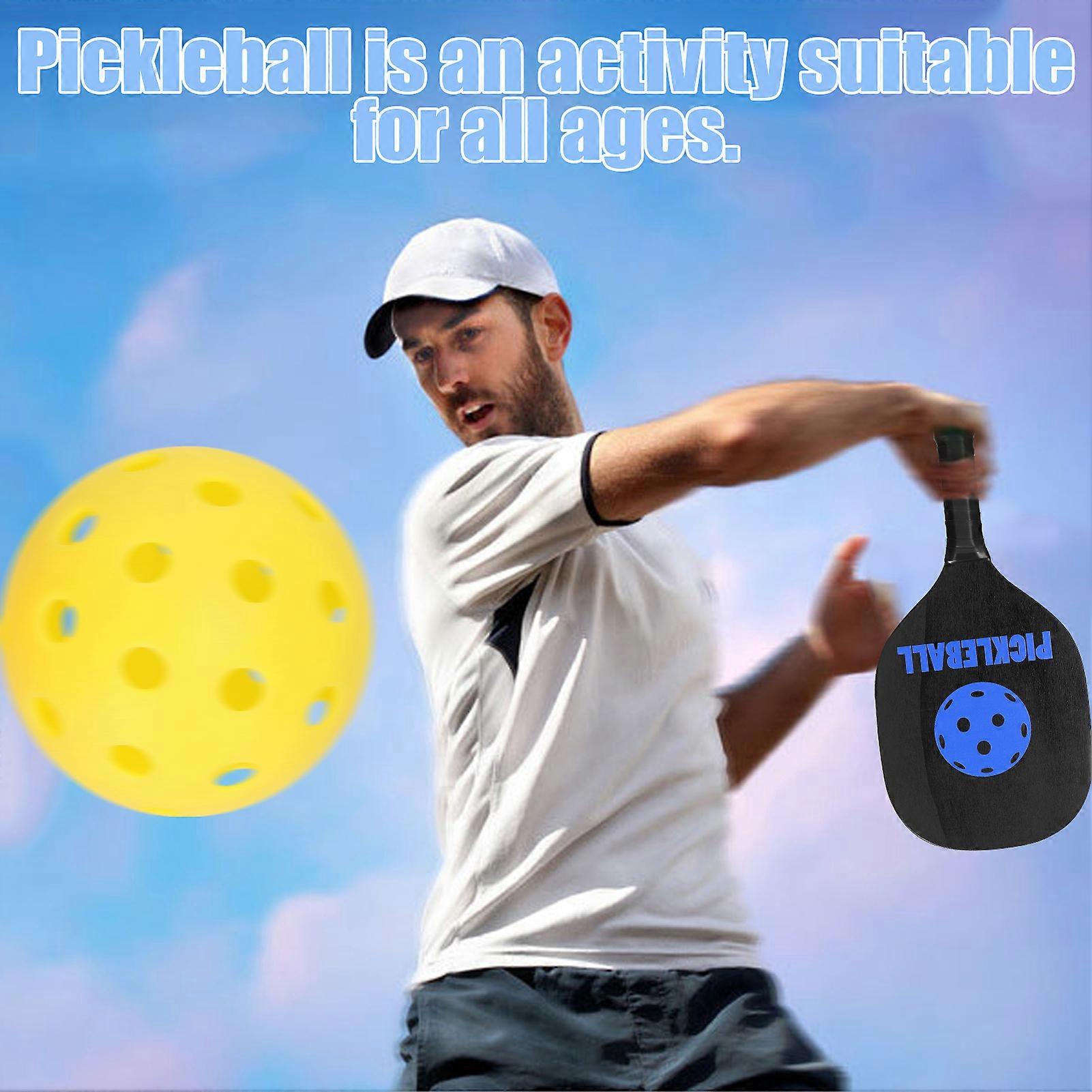 Pickleball Paddle Set of 2 Wooden Rackets with 4 Balls & Bag