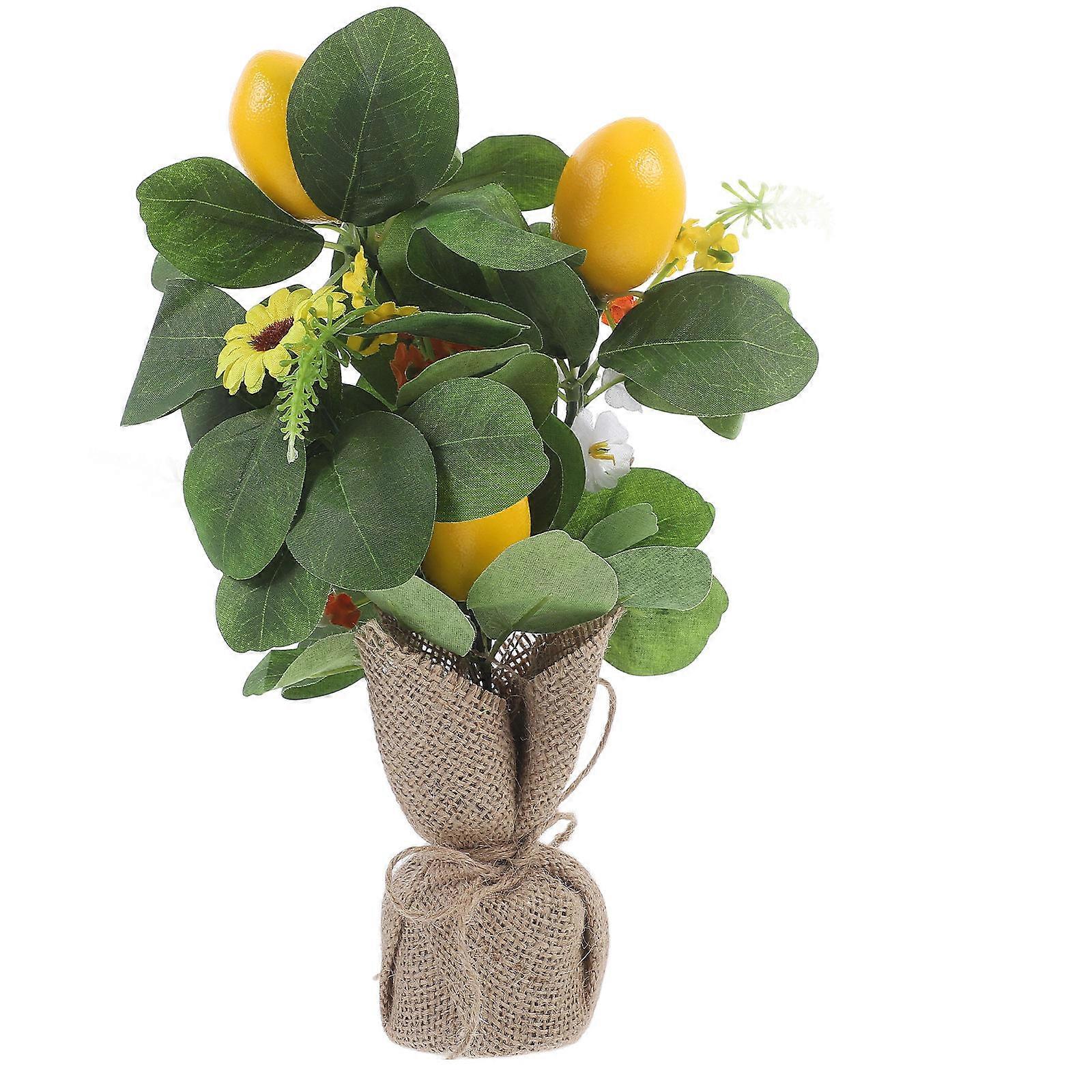 Artificial Lemon Branch Stem for Decoration Faux Plant Vase Ornament