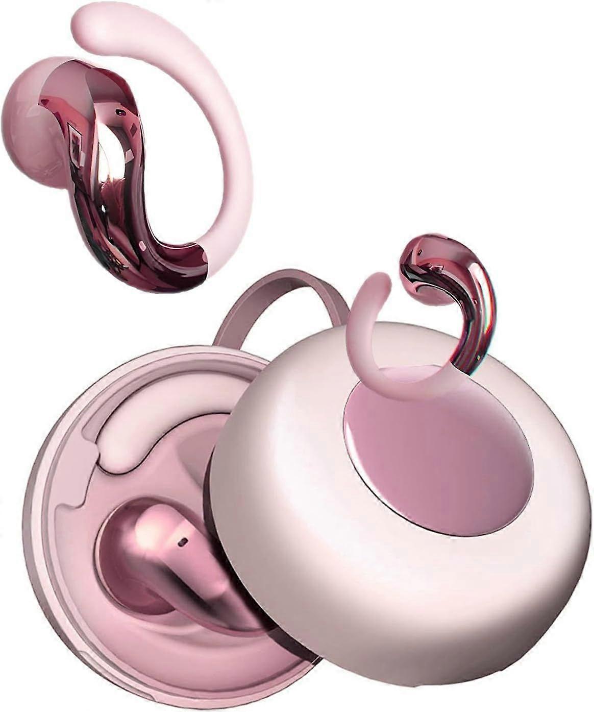 Earhook Earring Earbuds TWS Bluetooth 5.4 for iPhone Android(Pink)