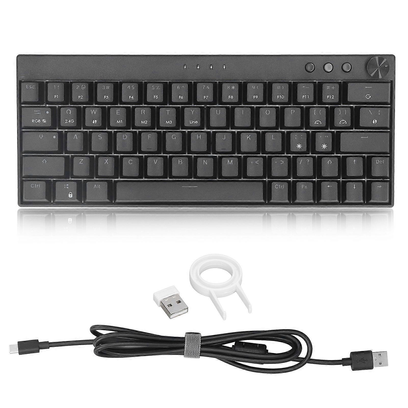 3 Modes Wireless Mechanical Keyboard 64 Keys RGB Backlit Type C Wired N Key Rollover