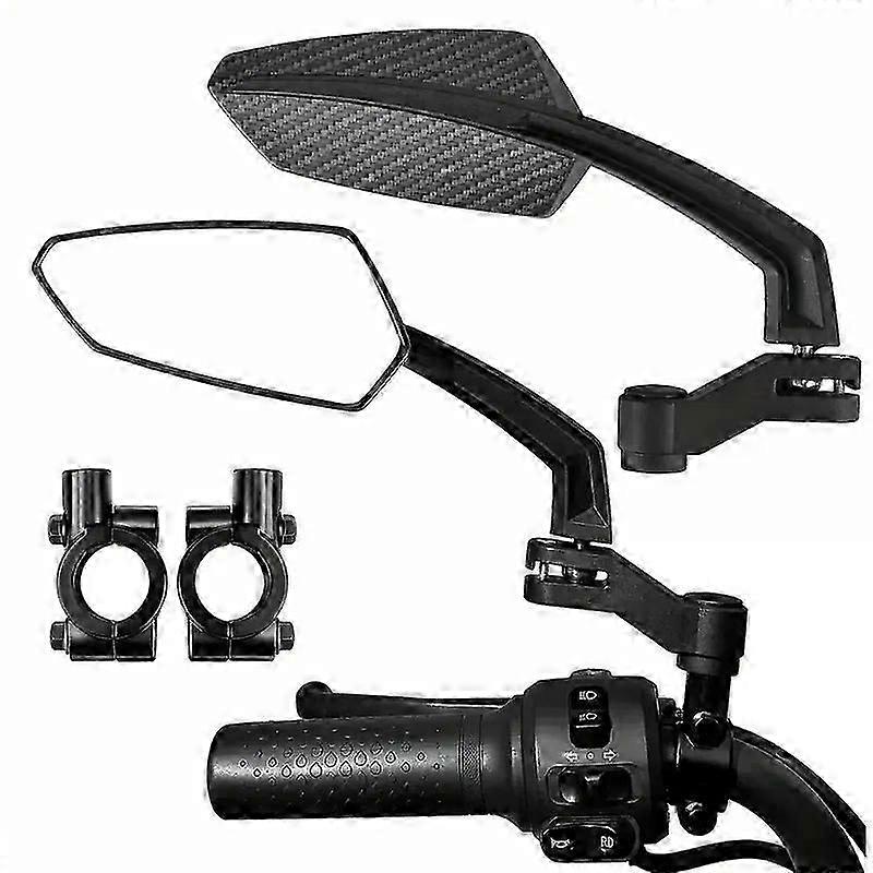 360 Rotation Carbon Fiber Motorcycle Rear View Mirrors With 7/8 Handlebar Mount Clamp Fit For Cruiser Scooter ATV Street Dirt Bike
