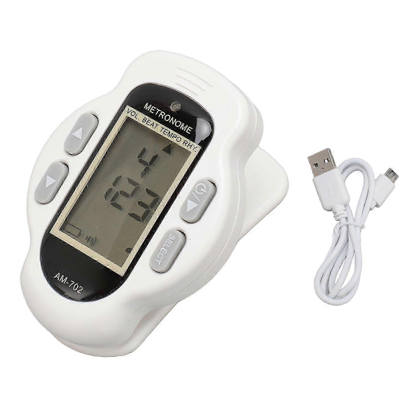 Clip On Metronome 30 to 260bpm 0 to 9 Rhythm Range LCD Display Rechargeable Mini Digital Metronome for Instruments 25-26