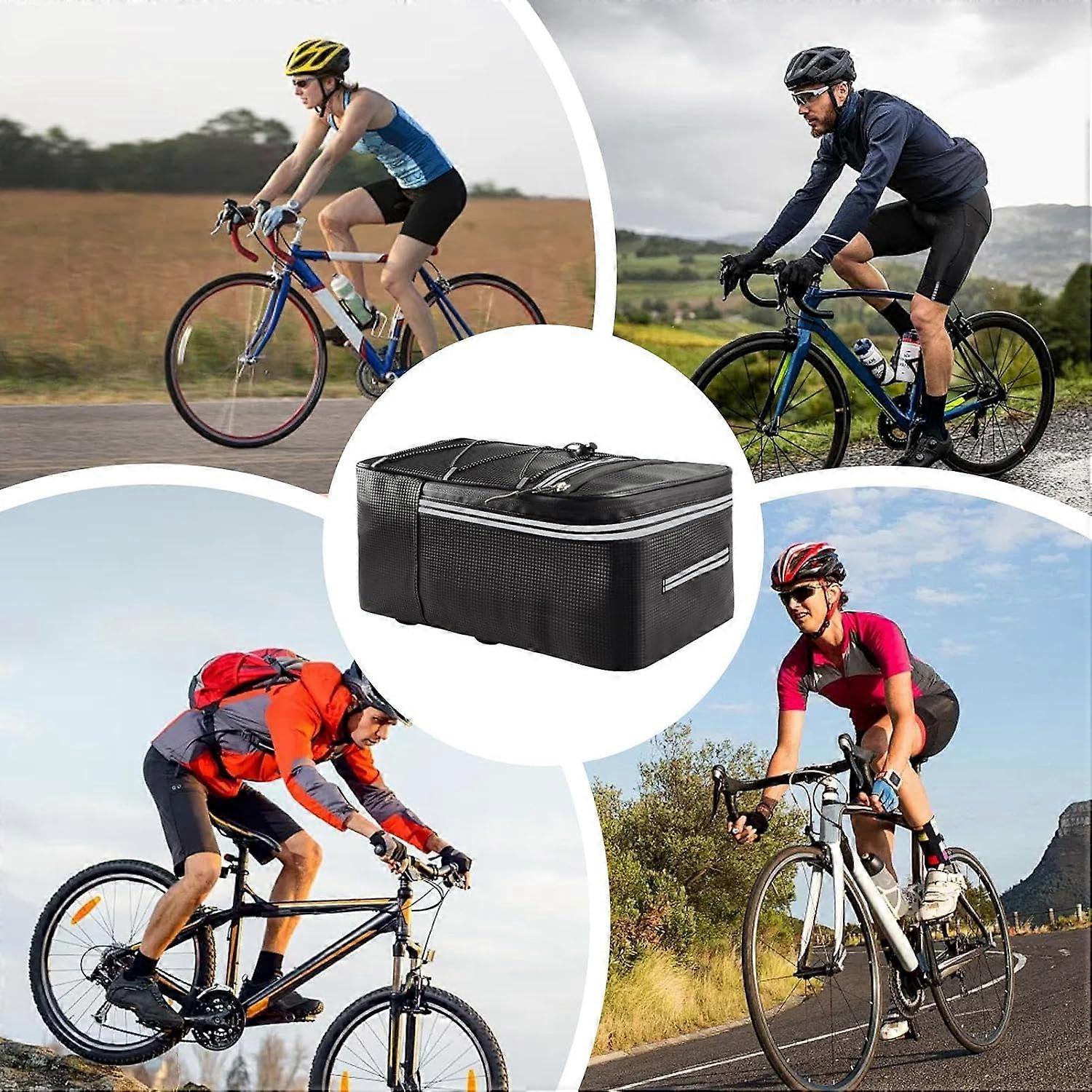 Cycle Panniers Rear Rack Bag Panniers Waterproof Reflective EBike Trunk Luggage Carrier 15L For Commuting Camping Black