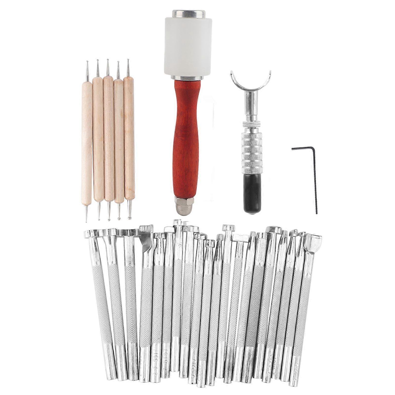 28PCS / Set Leather Working Tools Leather Craft Stamping Carving DIY Handmade Tool Kit