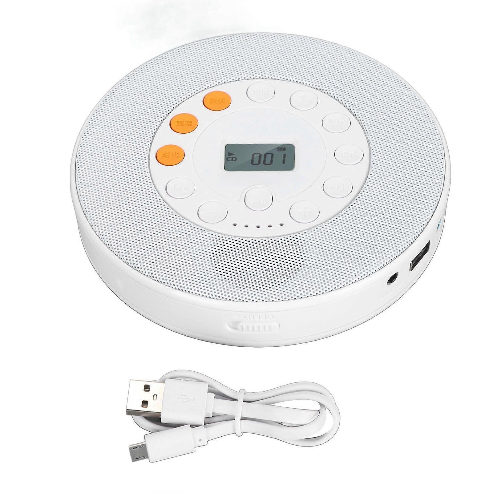 Portable CD Player 2000mAh Rechargeable CD Music Player Support CD CDRW MP3 with Speaker for Car Home Travel