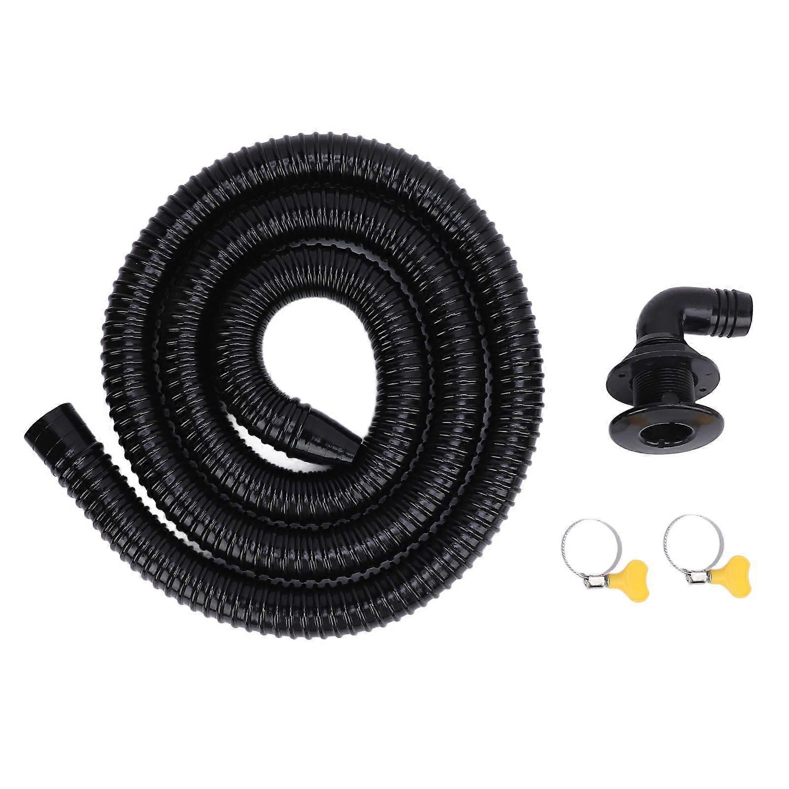 Boat Bilge Installation Kit Efficient Marine Bilge Drainage System with Flexible Thicken Pipe Clamps and Elbow Connector for 1100GPH Bilge Pump Black