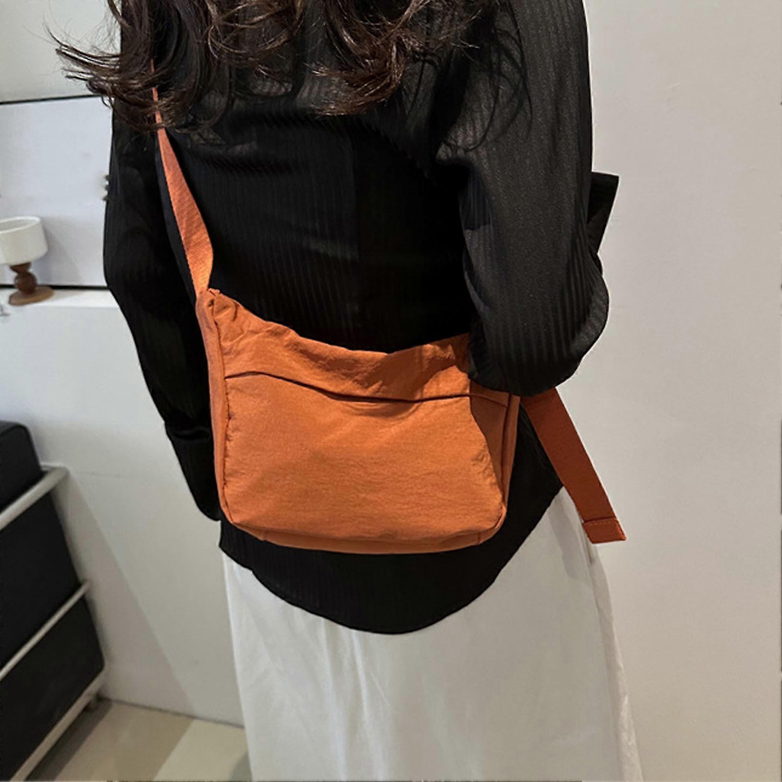 Orange Polyester Messenger Shoulder Bag 29x16.5x7.5cm Free Size
