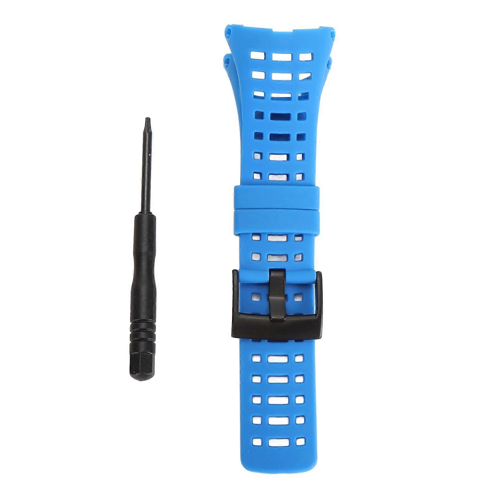 Watch Band Replacement for Suunto Ambit 1 2 2S 2R 3 Sport 3 Run 3 PEAK Adjustable Soft Rubber Blue Black Buckle Wristband