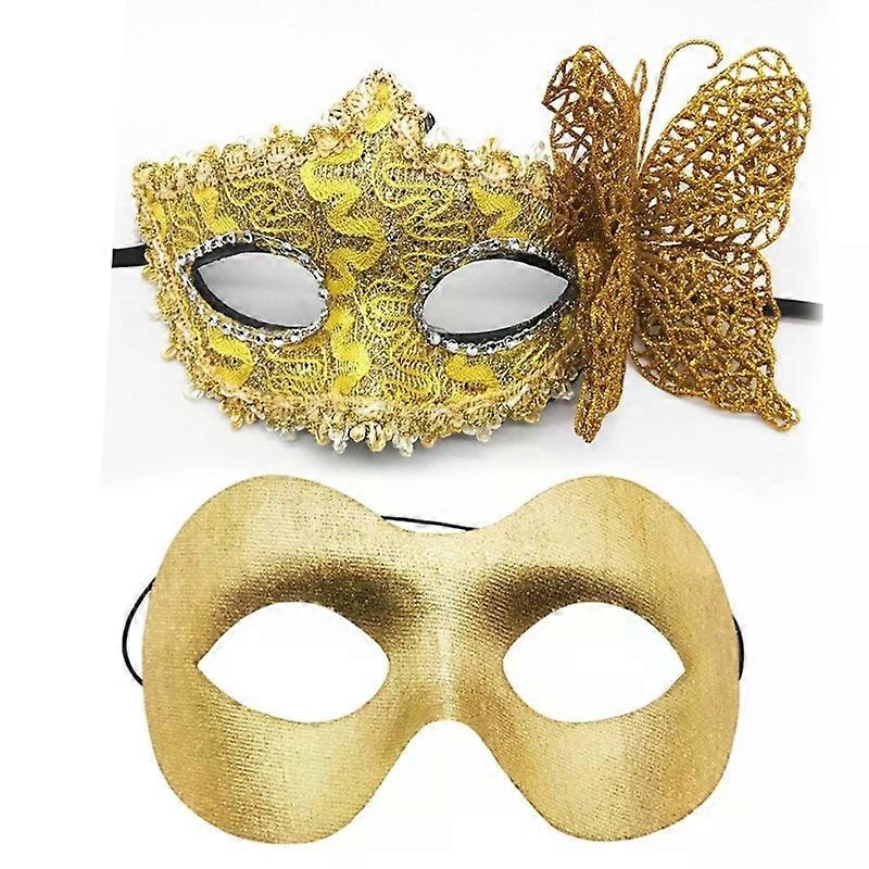 Masquerade Masks, 2 Pack Portable Comfortable Butterfly Accent Party Accessory