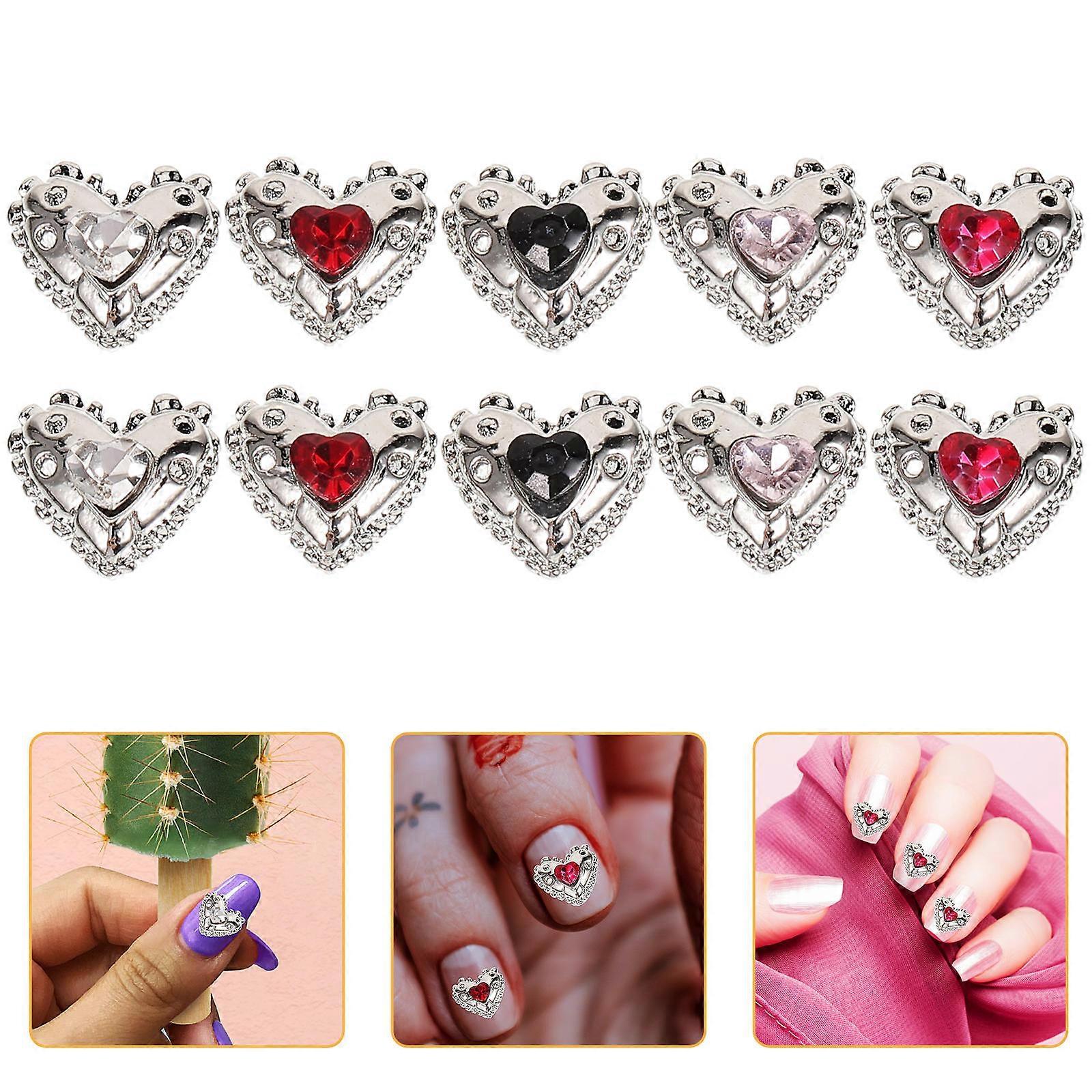 Heart Rhinestone Charm Nail Art Decorations Manicure Supplies Women Alloy Assorted Color Decorative 25Pcs